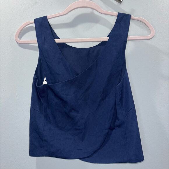 Kourt Navy Blue Sleeveless Wrap Crop Tank Top | Size XS | NWT - Picture 4 of 10
